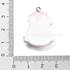 クリスマステーマの不透明樹脂ペンダント  プラチナトーンの鉄ループ付き  雪だるま  31.5x23.5x6mm  穴：2mm&nbsp;RESI-F054-A12