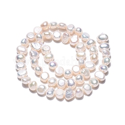 天然養殖淡水パールビーズ連売り  研磨両側  乳白色  6~6.5x6~8.5x4~6mm  穴：0.6mm  約56~57個/連  13.58~13.98''（34.5~35.5センチメートル）&nbsp;PEAR-N014-06F