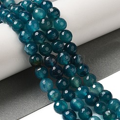 染色・加熱された天然瑪瑙ビーズ連売り  多面カット  ラウンド  ティール  8mm  穴：1.2mm  約48個/連  15.12''（38.4センチメートル）&nbsp;G-P539-D01-08