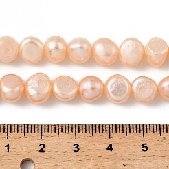 天然養殖淡水パールビーズ連売り  研磨両側  グレード4a+  桃パフ  8~9mm  穴：0.6mm  約47~49個/連  13.82''~14.06''（35.1~35.7センチメートル）&nbsp;PEAR-P064-19J-01A