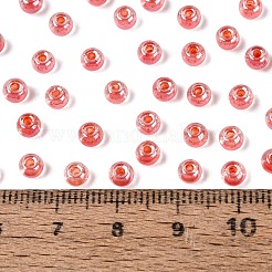 Fgbガラスシードビーズ  光沢のある内側の色  グレードA  ラウンド  ファイヤーブリック  6/0  4x3mm  穴：1.2~1.4mm  約6400個/ポンド&nbsp;SEED-Q040-08A-08