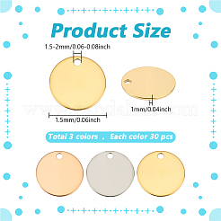 90Pcs 3 Colors 304 Stainless Steel Charms&nbsp;STAS-ME0002-08