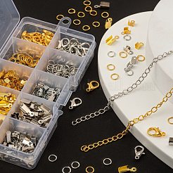 DIYジュエリー作りパーツキット  鉄製の折りたたみ式カシメエンドパーツと丸カンとツイストチェーンを含む  亜鉛合金カニカン  プラチナ·ゴールデン  9x3.5x4mm  穴：2mm  2色  50個/カラー  100pc&nbsp;DIY-LS0002-87