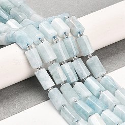 天然石アクアマリンビーズ連売り  シードビーズで  ファセット列  9~11x6~7.5x6~7.5mm  穴：1.2mm  約30個/連  15.16~15.55インチ（38.5~39.5cm）&nbsp;G-G068-A30-01
