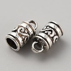チベット風合金エンドキャップ  アンティークシルバー  コラム  13x7mm  穴：2mm  内径：5mm&nbsp;FIND-CJC0018-39A-AS
