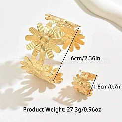Flower Alloy Cuff Bangles & Cuff Rings Sets&nbsp;FS-WG03347-01