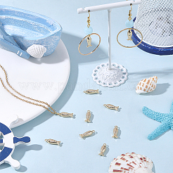 真鍮製チャーム10個  カドミウムフリー＆ニッケルフリー＆鉛フリー  魚のチャーム  18KGP本金メッキ  14.5x5.5x3.5mm  穴：1.4mm&nbsp;KK-SC0007-48