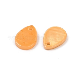 スプレー塗装された天然淡水貝のティアドロップチャーム  オレンジ  10x7~7.5x1.5~1.8mm  穴：1.2mm&nbsp;SHEL-K006-47D