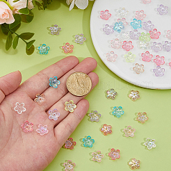 500 個の UV メッキアクリルビーズキャップ  5  - 花びらの花  ミックスカラー  12x12x3mm  穴：1.2mm&nbsp;PACR-DC0001-06