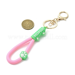 猫の足跡プリント PVC & 鉄合金 ロブスター クロー クラスプ キーチェーン  ピンク  180mm&nbsp;KEYC-JKC01105-05