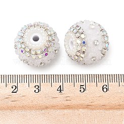 キラキラ輝く樹脂ラインストーンフラワービーズ  ファンシービーズ  アクリルと模造真珠の装飾付き  DIYビーズペンとキーホルダー用  ホワイト  20x18mm  穴：3mm&nbsp;OACR-D310-01P-F