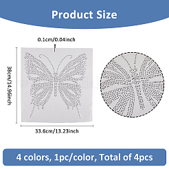 4Pcs 4 Colors Butterfly Glitter Hotfix Rhinestone&nbsp;DIY-FH0007-36