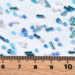 Fgbガラスシードビーズ  混合スタイル  混合図形  ドジャーブルー  1~7x2~4mm  穴：0.7~1mm  約450g /ポンド&nbsp;SEED-S056-003