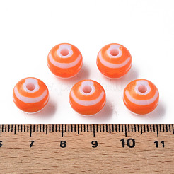 不透明な縞模様のアクリルビーズ  ラウンド  サンゴ  11.5x10.5mm  穴：2.5mm  約549個/500g&nbsp;MACR-S373-27A-04