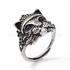 猫天然ラブラドライト調節可能リング  女性のためのプラチナトーン真鍮ジュエリー  1~16.5mm  内径：17mm&nbsp;RJEW-E067-01AS