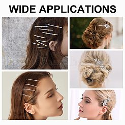 14スタイルの合金ラインストーンヘアボビーピン4個  女の子のためのヘアアクセサリー  リーフ＆フラワー  プラチナ  60.5~76x26x6~10mm&nbsp;MRMJ-CA0001-36