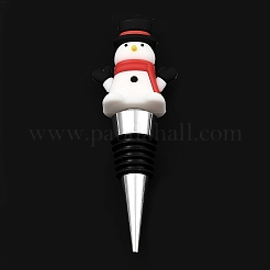 クリスマステーマのアルミニウム合金とPVCのワインボトルストッパー  ワインボトル用  雪だるま  106.5x37x22mm&nbsp;FIND-Q091-01D