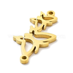 304ステンレススチールコネクタチャーム  バタフライリンク  ゴールドカラー  10x20.5x1mm  穴：1.2mm&nbsp;STAS-D036-03B-G