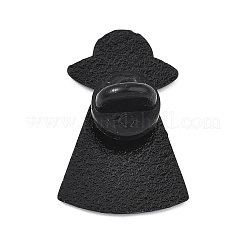 猫のエナメルブローチ付きUFO  バックパック用合金ラペルピンバック  ブラック  カラフル  29x19.5mm&nbsp;LS-JEWB-I061-02EB