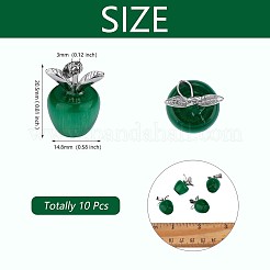 10 個リンゴアクセサリーチャームペンダントクリスタルクォーツヒーリング天然石ペンダントピンクシルバーバックルジュエリーネックレスイヤリング製作工芸品  グリーン  20.5x14.8mm  穴：3mm&nbsp;JX525H