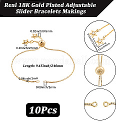 10Pcs 1MM Brass Box Chain Slider Bracelet Making&nbsp;MAK-BBC0001-35