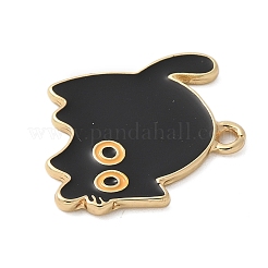 合金エナメルチャーム  ゴールドカラー  猫のチャーム  ブラック  20.5x20x1.5mm  穴：1.6mm&nbsp;ENAM-A009-04D-G