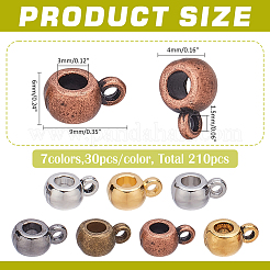 チベットスタイルのチューブベイル210個7色  ループベイル  保釈ビーズ  ミックスカラー  9x5.8mm  穴：1.5mm&nbsp;TIBE-WR0001-02