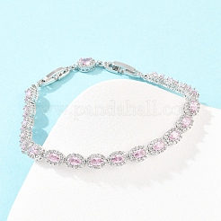 Platinum Tone Brass Micro Pave Cubic Zirconia Tennis Bracelets&nbsp;BJEW-B160-02P-01