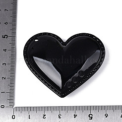 オペークアクリルパーツ  ハート  ブラック  47x54x13.5mm  穴：3mm＆2~3mm&nbsp;SACR-T017-46F