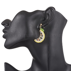 フルーツガラススタッドピアス  アクリルリーフと304ステンレススチールのイヤリング金具付き  レモン  42~43.5x19.5mm&nbsp;EJEW-MZ00524-03
