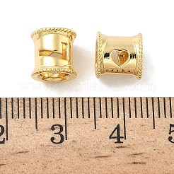 真鍮製ヨーロピアンビーズ  数字7のチューブ  大穴ビーズ  18KGP本金メッキ  8x6.5mm  穴：4.5~5mm&nbsp;KK-B166-01G-7