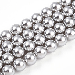 ベーキングペイントパール化ガラスパールビーズ連売り  ラウンド  ゲインボロ  8mm  穴：0.8mm  約51~52個/連  15.75~15.94インチ（40~40.5cm）&nbsp;HY-N002-8mm-A03