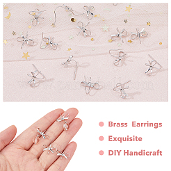 24Pcs Bowknot Shape Brass Earring Hooks&nbsp;KK-FH0007-22