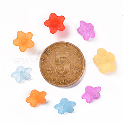 透明なアクリルビーズ  花  艶消し  ミックスカラー  10x5mm  穴：1mm  約4600個/500g&nbsp;PL554-M