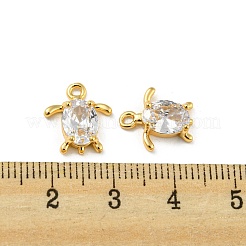 真鍮製チャーム  ガラスと  カメ  18KGP本金メッキ  12.5x11.5x3.5mm  穴：1.4mm&nbsp;KK-D090-01G