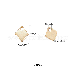 304ステンレススチールチャーム  菱形  ゴールドカラー  9x7x1mm  穴：1.2mm  50個/箱&nbsp;STAS-UN0003-43G
