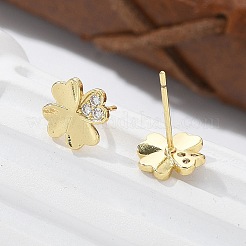 Brass Clover Stud Earrings&nbsp;EJEW-R016-20G