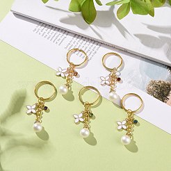 アクリルパールペンダントキーホルダー  201個のステンレススチールラインストーンチャームと花  キーホルダー用  財布  バックパック飾り  ミックスカラー  6.9cm&nbsp;KEYC-JKC00427