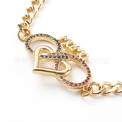 Mother's Day Gifts Brass Micro Pave Cubic Zirconia Link Bracelets&nbsp;BJEW-JB06105-02