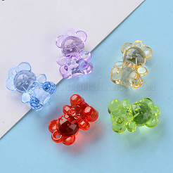 透明なアクリルパーツ  多面カット  クマ  ミックスカラー  19.5x13.5x10.5mm  穴：1.5mm  約400個/500g&nbsp;TACR-S151-001