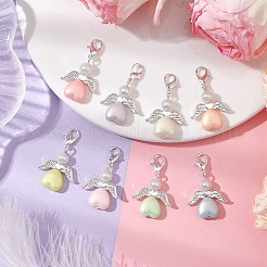 Heart Angel Acrylic & Glass Pearl Pendant Decoration&nbsp;X1-HJEW-JM02366