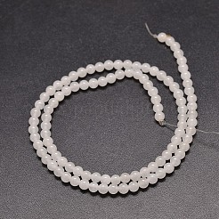 天然石ホワイトジェイドラウンドビーズ連売り  4mm  穴：1mm  約85~90個/連  15インチ&nbsp;G-P072-08-4mm