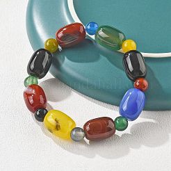 Natural Agate Bead Stretch Bracelets&nbsp;G-P570-01E