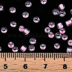 8/0 ガラスシードビーズ  色の内側  ホットピンクの裏地  直径約3mm  穴：0.8mm  約10000個/袋&nbsp;SDB3mm137