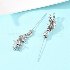 バタフライ 316 ステンレススチール イヤーラップ クローラー フックイヤリング  カフイヤリング  アンティークシルバー  76x14mm&nbsp;AJEW-C044-21AS