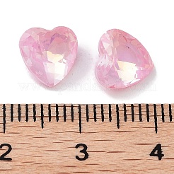 ガラスラインストーンカボション  ポイントバック＆バックメッキ  多面カット  ハート  ライトローズ  8x8x4.5mm&nbsp;RGLA-G020-04F-508AM