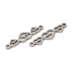 変色しない201ステンレススチールコネクタチャーム  トリプルハートリンク  ステンレス鋼色  5x22x0.7mm  穴：1.2mm&nbsp;STAS-Q245-16P