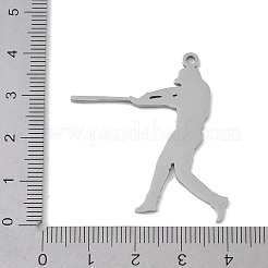 変色しない304ステンレススチールペンダント  打者の魅力  ステンレス鋼色  38x31x1.5mm  穴：2mm&nbsp;STAS-B062-01A-P