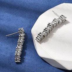 Flat Round Brass Micro Pave Clear Cubic Zirconia Stud Earrings&nbsp;EJEW-H180-12P