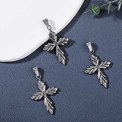 レトロ 316 サージカルステンレス クロス ゴシックペンダント 3個  アンティークシルバー  45x30x3mm  穴：4.5x8.5mm&nbsp;FIND-SZ0003-60